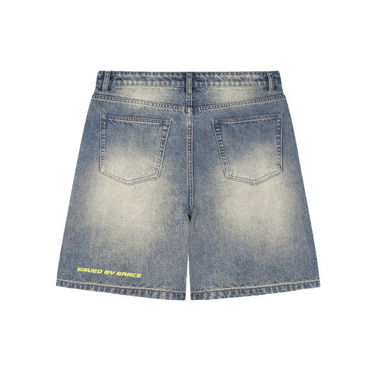 Faded Distressed Baggy Denim Shorts